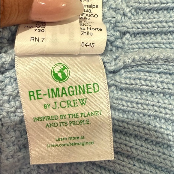 🍁👚 J.Crew Re-Imagined Light Blue Cable Knit 100% Cotton Turtleneck Sweater- XS♻️ - Picture 6 of 7